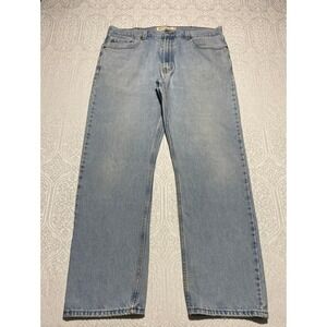 Levis 505 Regular‎ Fit Jeans Mens 38×32 Light Wash Blue Denim Pants